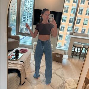 High Waisted Dark Wash Wide Leg Jeans